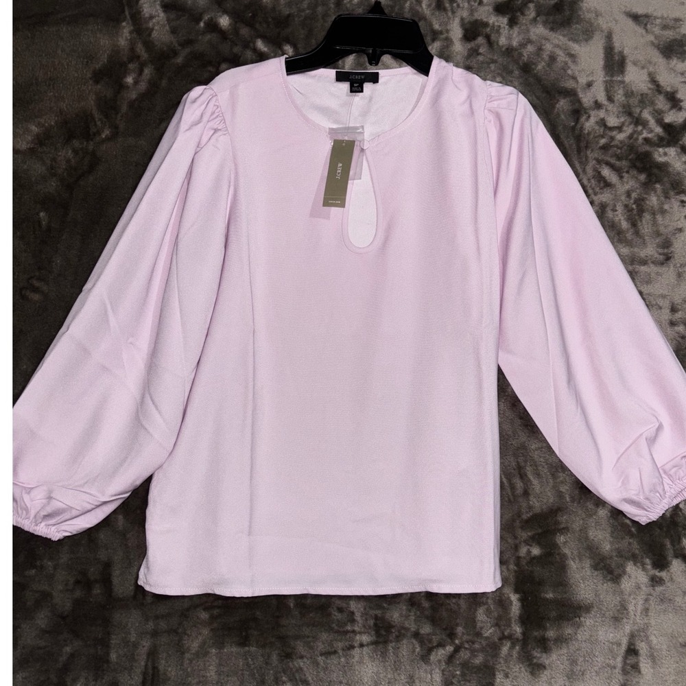 J.Crew Balloon Sleeve Blouse Women's SP Lavender Top Keyhole Back Long Sleeve